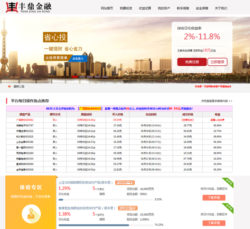 鼎金融”(http://www.fengdingjinrong.com)的平台在其官网首页宣称“综合