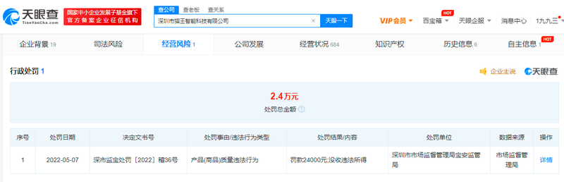 2.4万元！猫王智能生产不合格蓝牙音箱被罚